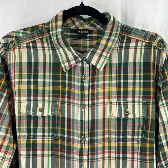 Vintage Jessica Green Plaid Casual Button Down Shirt - Picture 2 of 10